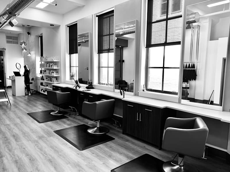 Hair styling and cutting at a salon